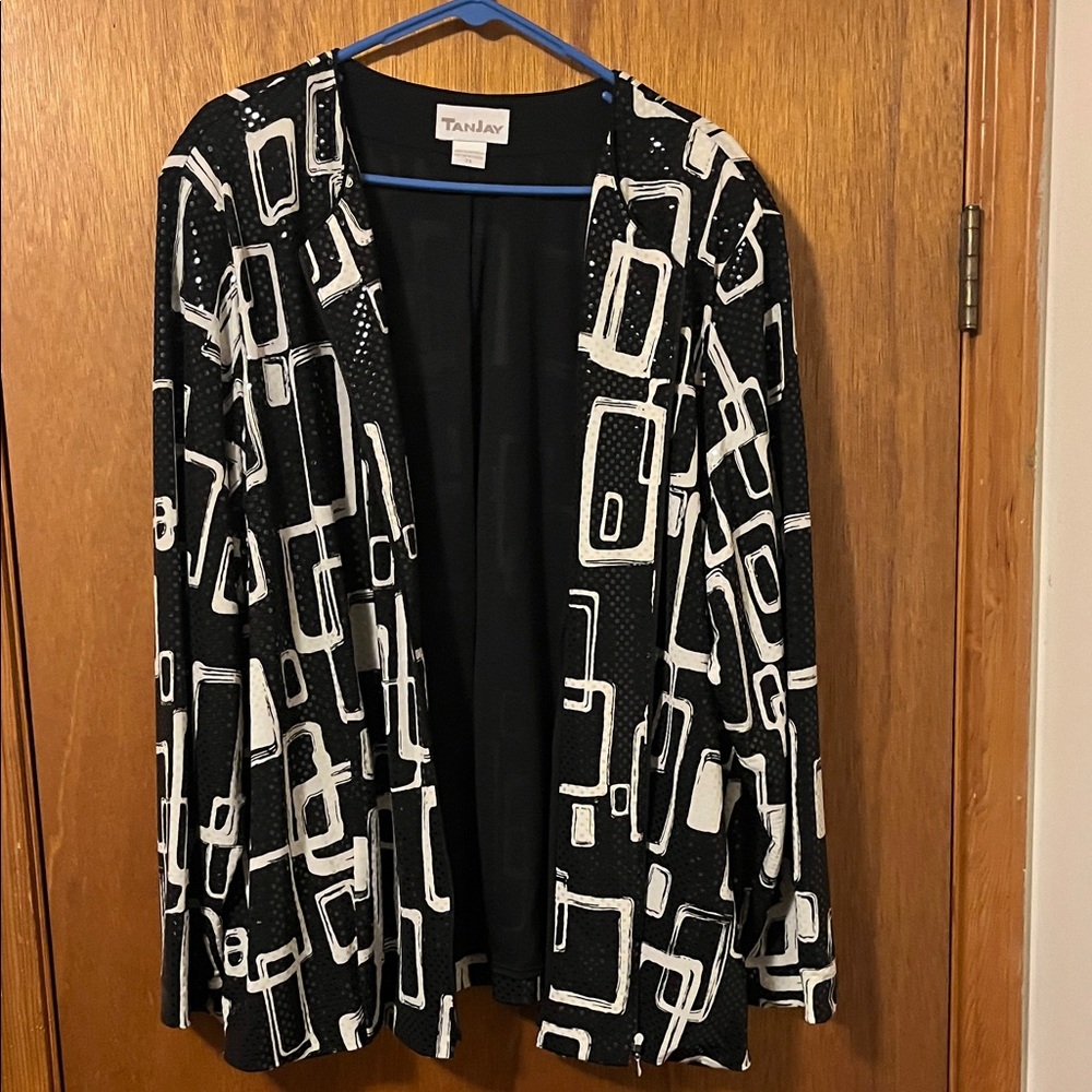TanJay Sequin Black and White Print Blouse/Jacket- Size 3X - Picture 4 of 9